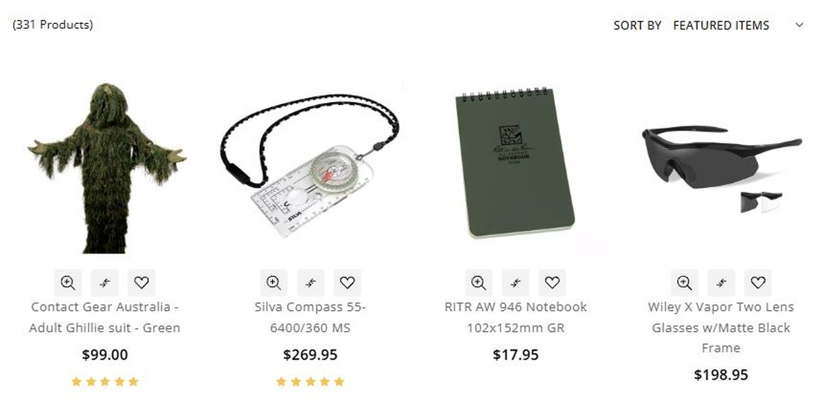 Military Shop military field equipment range with 331 products including compass, notebook and eyewear